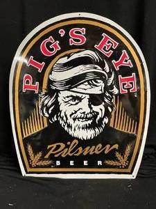 lot 224 image: Pigs Eye Pilsner Beer tin tacker