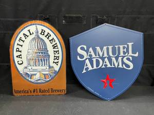 lot 241 image: Capital Brewery and Samuel Sam Adams tin tackers