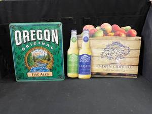 lot 242 image: Oregon Original Ales and Crispin Hard Cider tin tackers