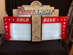 lot 14 image: Coors Light Cold Beer marquee neon with animated chaser arrows