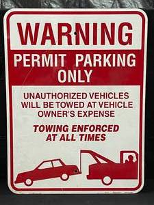 lot 292 image: Permit Parking Only aluminum street sign