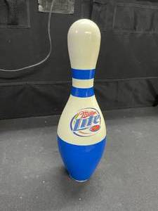 lot 164 image: Miller Lite bowling pin, blue and white