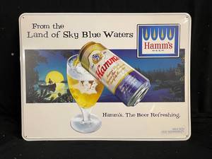 lot 104 image: Hamms Beer tin sign, NOS New Old Stock