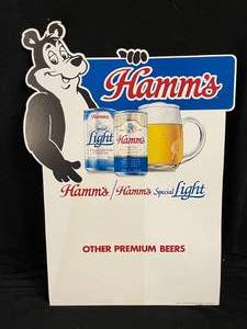 lot 105 image: Hamms Beer easel back poster with The Bear, NOS
