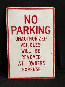lot 276 image: No Parking road sign, heavy embossed steel