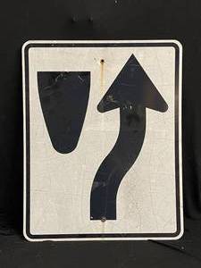 lot 280 image: Keep Right  Median ahead reflective road sign