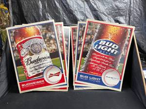 lot 250 image: Bud  Bud Light baseball cards, lot of 2 cardboard posters