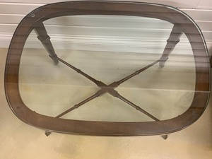 Small Glass Top Accent Table with Wood Base