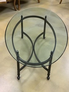 Oval Glass Top Coffee Table w Black Base