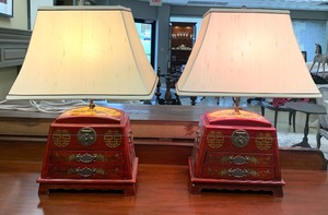 Pair of Fun Asian Inspired Table Lamps