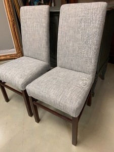 Pair of Simple Line Accent Chairs w Throw Pillows