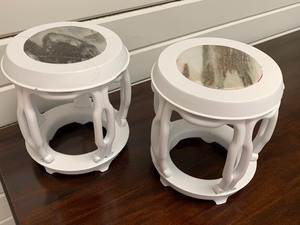Pair of Decorative Tabletop Wooden Candle Holders