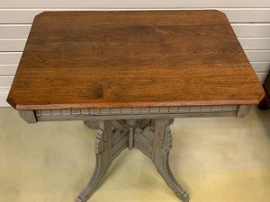Refinished Antique Parlor Table w Painted Base