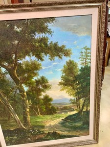Beautiful Very Large Framed  Scenic Oil on Canvas