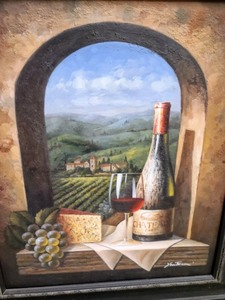 Framed Textured Vineyard Painting