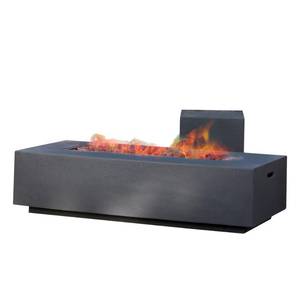 lot 102 image: Nobel House Aidan 56 in. x 15 in. Rectangular Outdoor Gas Fire Pit Table Missing Matching Propane Tank Cover, 296665.