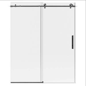 lot 118 image: Holcam Eclipse 60 in. W x 74 in. H Frameless Sliding Shower Door in Brushed Nickel, ECSE180.BNK.CLR.6074.HS.
