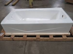 lot 134 image: Kohler Villager 5 ft. Right-Hand Drain Rectangular Alcove Cast Iron Bathtub in White. K-716-0.