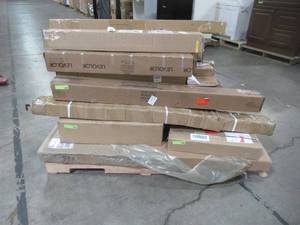 lot 316 image: WHOLESALE MIXED PALLET OF MISCELLANEOUS BED FRAME, BARN DOOR HARDWARE AND OTHER BUILDING MATERIALS