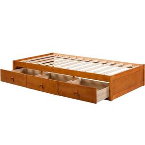 lot 140 image: Harper & Bright Oak Twin Size Platform Storage Bed with 3-Drawers, WF193634AAL.
