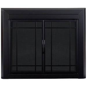 lot 202 image: Pleasant Hearth Easton Large Glass Fireplace Doors, EA-5012.