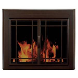 lot 203 image: Pleasant Hearth Enfield Large Glass Fireplace Doors, EN-5502.