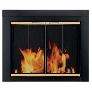 lot 204 image: Pleasant Hearth Arrington Large Glass Fireplace Doors, AR-1022.