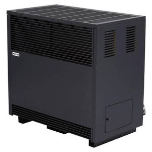 lot 227 image: Williams 65,000 BTUhr Enclosed Front Console Propane Gas Room Heater, 6501521A. - SHELL DENTEDBROKEN - WORKS.