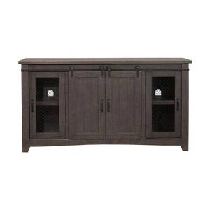 lot 246 image: Martin Svensson Sierra Gray Metal TV Stand Fits TVs Up to 70 in. with Adjustable Shelves, 90909.