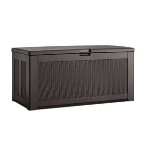 lot 247 image: Rubbermaid 134 Gal. XL Resin Deck Box, 2119055 - Open Carton, Noticed some damage, may be missing parts.