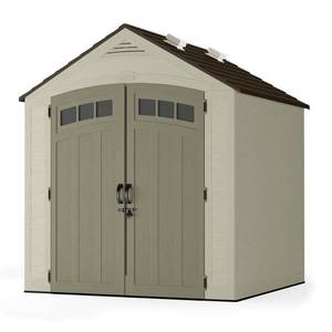 lot 404 image: Suncast Vista 7 ft. x 7 ft. Resin Storage Shed BMS7702 - OPEN BOX - PIECES MAY BE MISSING OR DAMAGED.