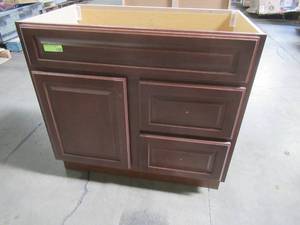 lot 211 image: Glacier Bay Hampton 36 in. W x 21 in. D x 33.5 in. H Bath Vanity Cabinet Only in Cognac, HCOG36DY - Scratch & Dent.