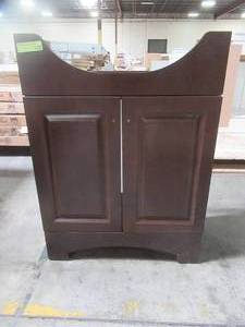 lot 212 image: Glacier Bay Chelsea 26.5 in. W x 17.5 in. D x 36.13 in. H Vanity Cabinet in Cognac, CH24P2-CG - Missing Top.