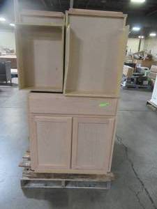 lot 219 image: Pallet of (4) Hampton Bay Unfinished Kitchen Base Cabinets Various Sizes. - ScratchDentBroken - For PartsRestore.