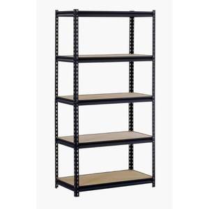 lot 221 image: Edsal 72 in. H x 48 in. W x 24 in. D 5-Shelf Steel Shelving Unit in Black, UR245L-BK.
