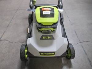 lot 12 image: Ryobi 21 in. HP 40V Lithium-Ion Battery Brushless Walk Behind Dual-Blade Self-Propelled Mower RY401150US