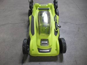 lot 19 image: Ryobi 20 in. 40-Volt Brushless Lithium-Ion Cordless Battery Walk Behind Push Lawn Mower RY401110-Y
