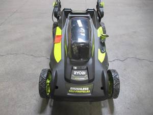 lot 23 image: Ryobi 20 in. 40-Volt 6.0 Ah Lithium-Ion Battery Brushless Cordless Walk Behind Self-Propelled Lawn Mower RY401120-Y