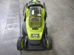 lot 26 image: Ryobi 13 in. ONE 18-Volt Lithium-Ion Cordless Battery Walk Behind Push Lawn Mower P1180VNM