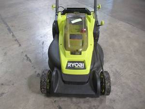 lot 27 image: Ryobi 16 in. ONE HP 18V Lithium-Ion Cordless Battery Walk Behind Push Lawn Mower P1190VNM