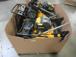 lot 40 image: WHOLESALE MIXED PALLET OF DEWALT CORDLESS BATTERY PUSH MOWERS