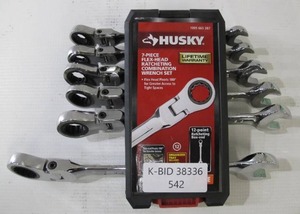 lot 542 image: Husky Flex Ratcheting SAE Combo Wrench Set (6-Piece)