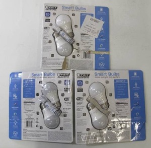 lot 553 image: Feit Electric 3-Pack (6 Bulbs) 60W Color Changing LED WIFI Light Bulbs