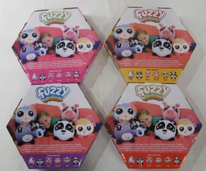 lot 574 image: 4 Piece Fuzzy Wubble Fuzzy Pillow Set - Dog, Cat, Monkey, Pig and Panda