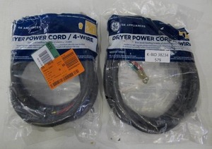 lot 579 image: 2- Pack GE Universal 4 Wire Dryer Power Cords Cables - 6 Feet
