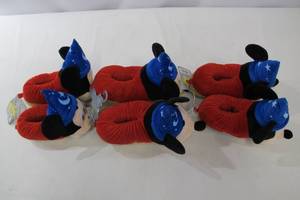 lot 586 image: 3 Pairs Mickey Mouse Plush Childrens Slippers