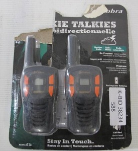 lot 588 image: 2-Pack Cobra ACXT145 Walkie Talkies with Weather and Emergency Radio