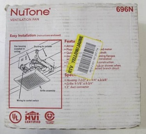 lot 602 image: NuTone 696N 50 CFM 50 CFM WallCeiling Mount Bathroom Exhaust Fan