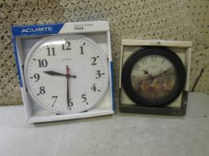 lot 40 image: (D-3) 2 Wall Clocks IndoorOutdoor ...