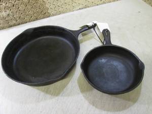 lot 67 image: (BS) 2 Cast Iron Fry Pans 6 and 10...
